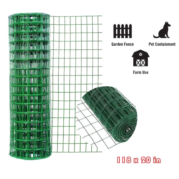 Anself Vinyl Coated Garden Fence Hardware Cloth Poultry Fence Galvanized Rolls Garden Enclosure Fence Wire Fence Roll 118 * 20in for Balcony Courtyard Garden
