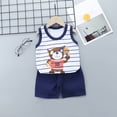 thumbnail image 2 of IROINNID Toddler Kids 2PCS Outfits Fashion Cute Cartoon Print Sleeveless Tank Top With Comfy Shorts Suit, 2 of 4