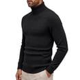 thumbnail image 4 of JUUYY Men's Turtleneck Sweater Long Sleeve Slim Fit Solid Color Knitted Warm Winter Casual Comfortable Base Layer Tops Pullover Black M, 4 of 8