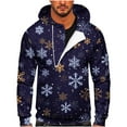 thumbnail image 2 of Mens Christmas Print Sports Fitness Pullover Hooded Half-Zip Sweatshirt, 2 of 6