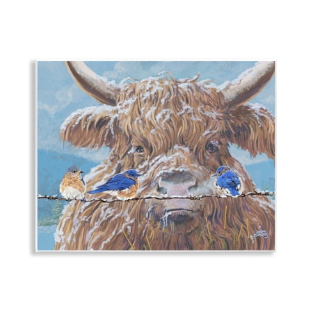 Stupell Industries Winter Blues & Friend Animals Painting Unframed Art Print Wall Art, 14 x 11