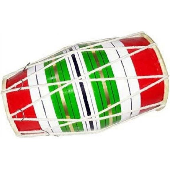 Wooden Musical Instrument Baby Dholak Drum Rope & Ring With Cover (Multicolor)