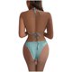 thumbnail image 5 of Traje de baño para mujer, bikini de color liso sin espalda con cordón y tirantes divididos, conjunto de tres piezas, trajes de baño para mujer, 5 of 5