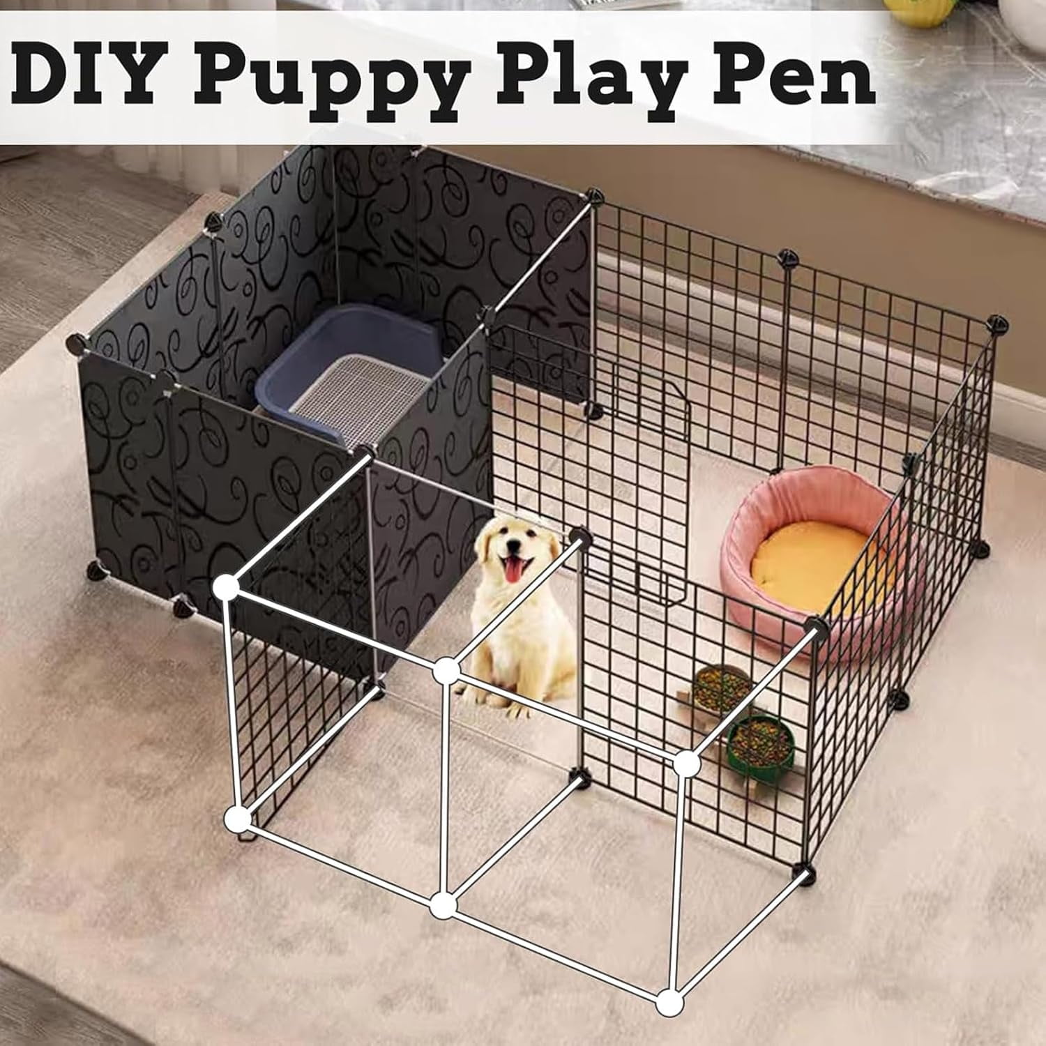 18 Panel Metal Pet Playpen with Door, Versatile Indoor Outdoor Exercise Pen for Puppies, Dogs, Kittens, Rabbits, Guinea Pigs & Small Animals