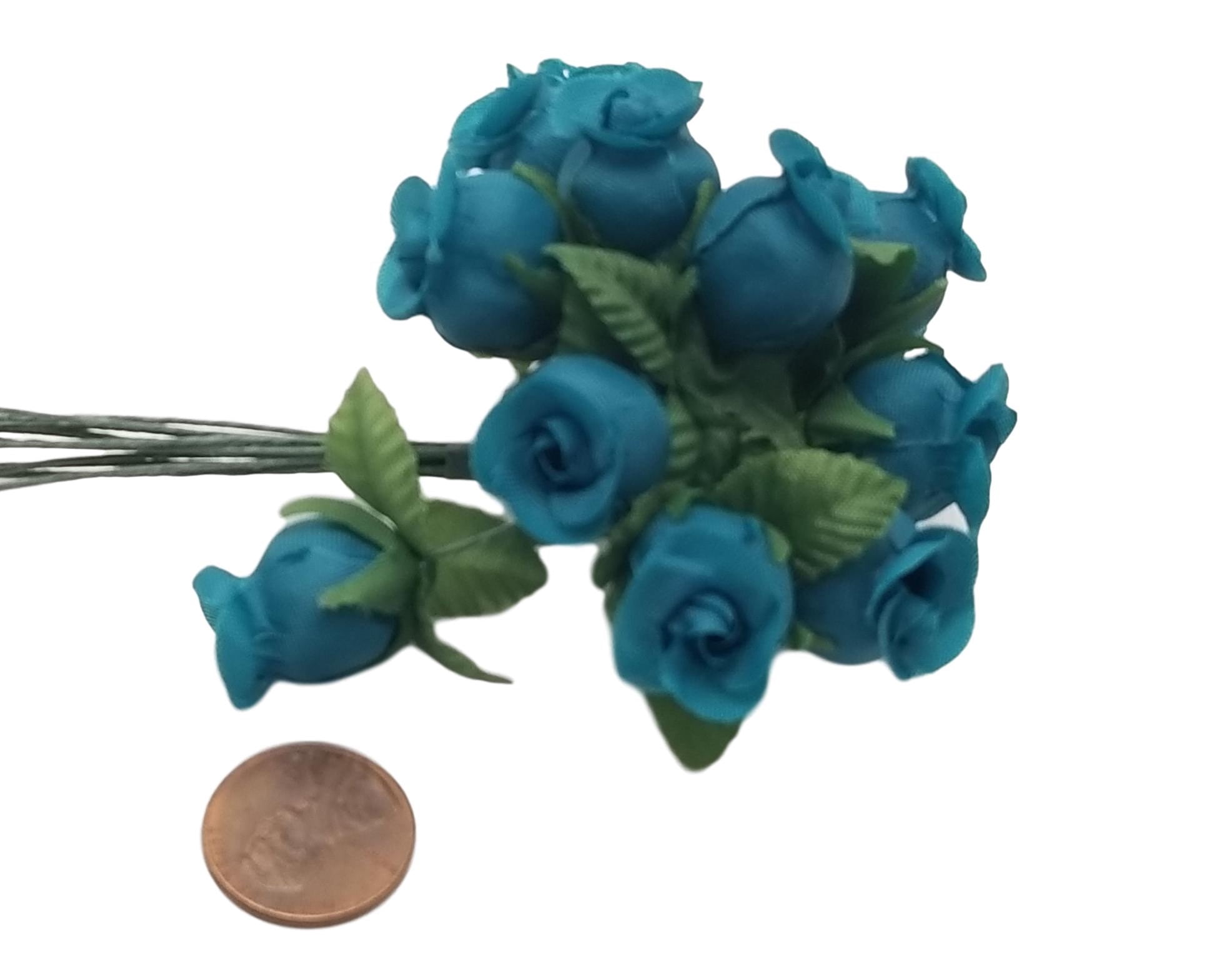 144 Miniature Poly Rose Silk Favor Flower Pick Wedding Shower Teal