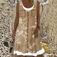 thumbnail image 2 of CHUANK Robes d'Été pour Femmes Grande Taille Robes d'Été Grande Taille pour Femmes Plage Col en U Sans Manches Faux Deux Pièces Robe T-Shirt de Fête Midi Robe Ample, 2 of 5