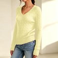 thumbnail image 5 of JoveMarine Womens Tops V Neck Pullover - Long Sleeve Cable Knit Sweater Color, Tops for Women Cozy Warm Knit Top,Yellow XL, 5 of 7