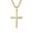 Gold, variant on Men's cross necklace, stainless steel pendant, silver and black cross chain, 24 inches long.