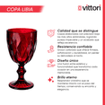 thumbnail image 3 of Juego de 6 Copas Vintage de Cristal Labrado VITTORI Color Rojo para Vino Agua y Bebidas Tamaño Grande 335ml, 3 of 4