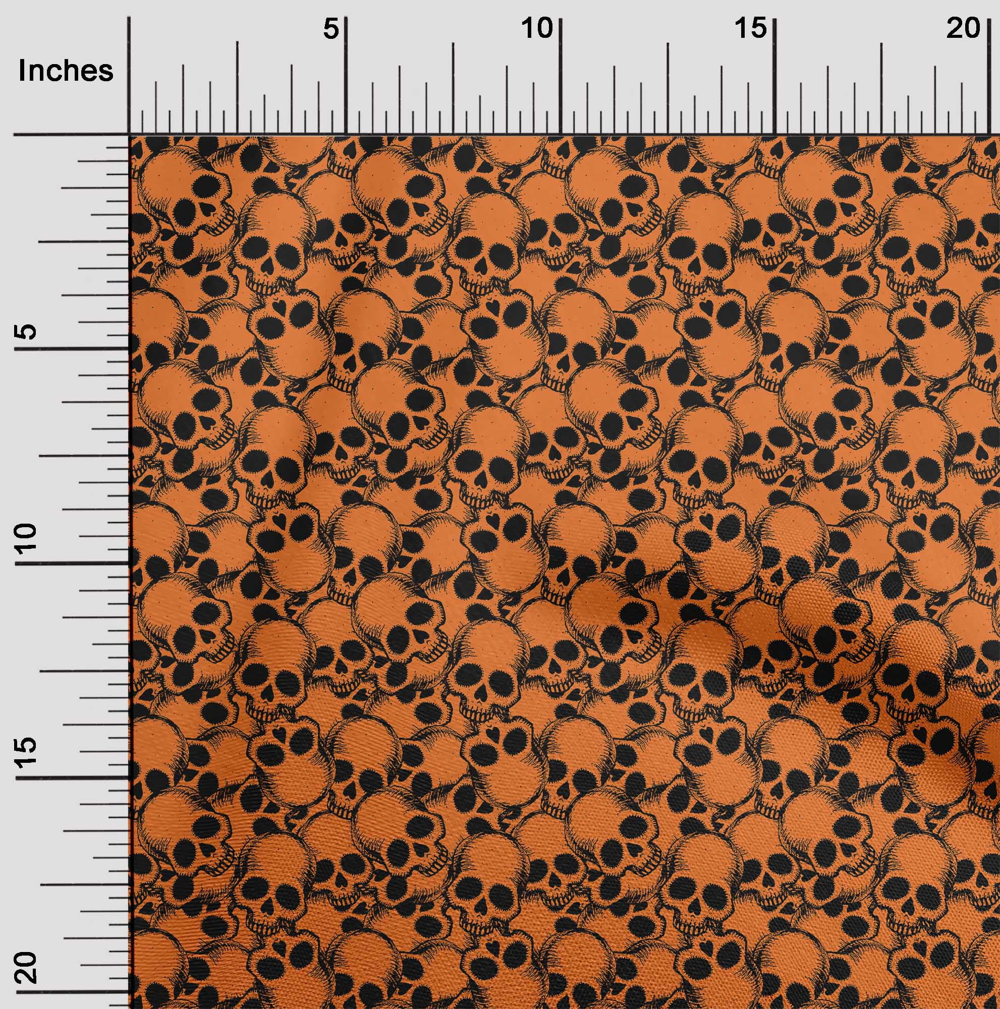 oneOone Rayon Orange Fabric Skull Craft Projects Decor Fabric Printed By The Yard 56 Inch Wide
