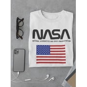 NASA Mens Graphic Tee - Aeronautics and Space Administration US Flag - Regular Fit 100% Cotton