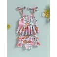 thumbnail image 2 of Bagilaanoe Toddler Baby Girls Swimsuits 2 Piece Bikinis Set Floral Print Sleeveless Camisole Tops + Shorts 6M 12M 18M 24M 3T Kids Swimwear Bathing Suit Beachwear, 2 of 9