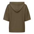 thumbnail image 2 of Caywon Women's Sweater, Hooded 3/4 Sleeve Button Front with Drawstring and Ribbed Trim, Loose Knit Casual Fall Winter Daily Wear for Women, 2 of 8