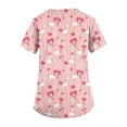 thumbnail image 5 of Scrubs for Women Comfortable Lightweight Durable Soft Stretch Flower Printed V-Neck Short Sleeve Medical Scrub Top Pink L, 5 of 5