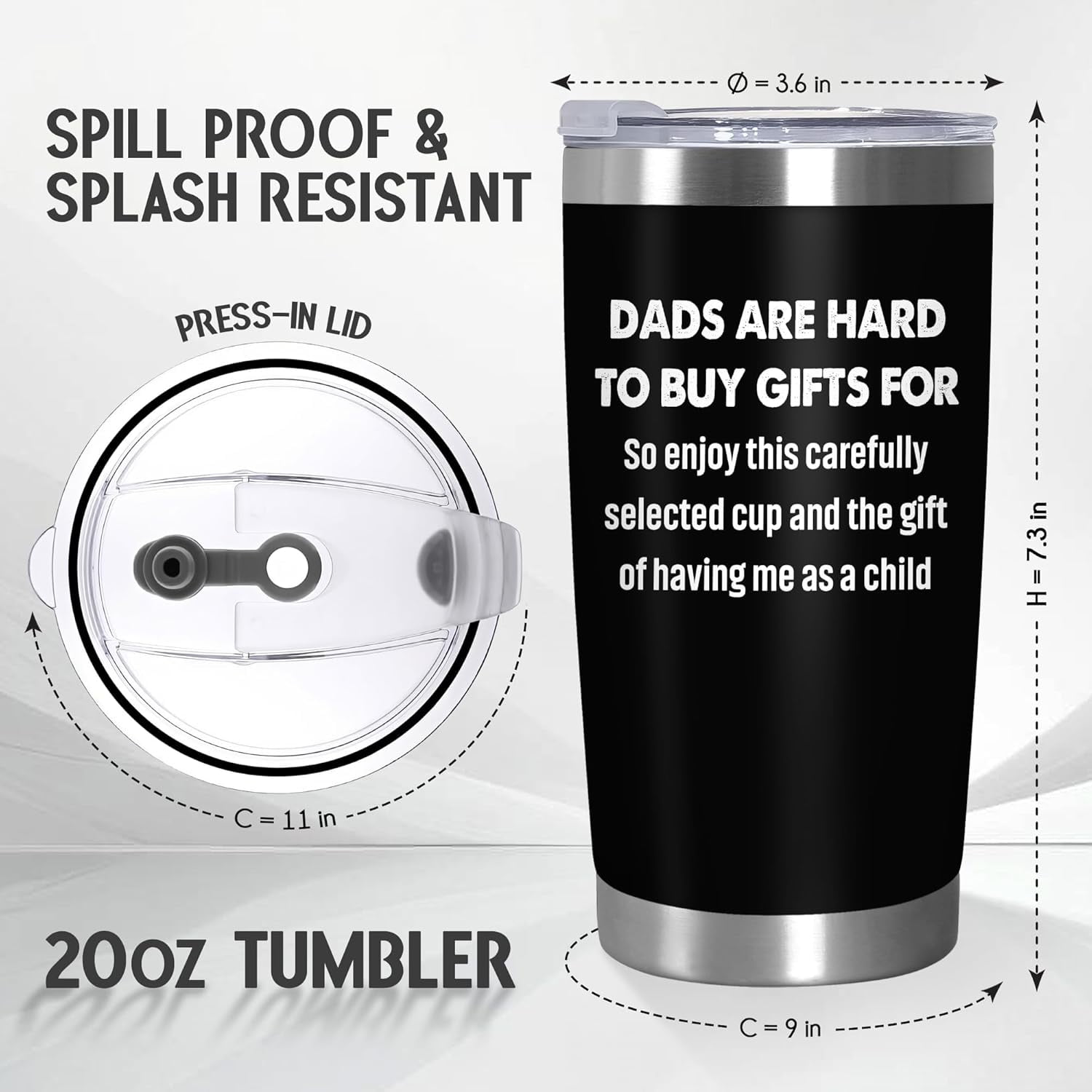 Father's Day Gifts for Dad from Daughter Son - 20 oz Stainless Steel Insulated Coffee Tumbler with Lid - Funny Fathers Day Birthday Gifts for Dad, Mens Birthday Gift Ideas, Cool Stuff for Men