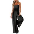 thumbnail image 1 of Jumpsuits for Women Spaghetti Strap Wide Leg Overalls Summer Rompers with Pockets Dark Gray M, 1 of 8