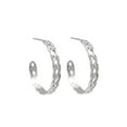 thumbnail image 2 of Stainless Steel Silver Braided Medium Circle Hoop Post Earrings for Women, 2 of 4