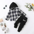 thumbnail image 4 of GYRATEDREAM Toddler Baby Boy Clothes Long Sleeve Tops Plaid Hoodie Sweatshirt + Sweatpants Little Boy Fall Winter Outfits Set 0-24 Months, 4 of 14