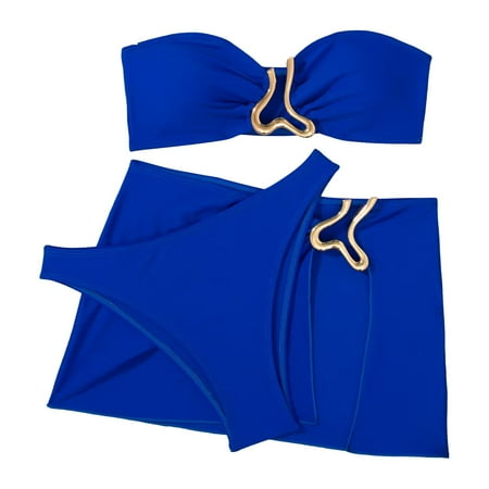 MSJUHEG Two Piece Swimsuit for Women Plus Size Bikini Sets for Women High Waisted Bikini Sets for Women Bikini Bandeau Bikini Clothing Bikini Sets for Women Tankini Swimsuits for Women Blue XL