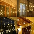 thumbnail image 5 of Cortinas de luces LED navideñas, guirnaldas de luces LED navideñas, cortinas de luces navideñas, guirnaldas de luces navideñas, luces de estrellas, cortinas de luces con estrellas, decoración navideña, 5 of 5