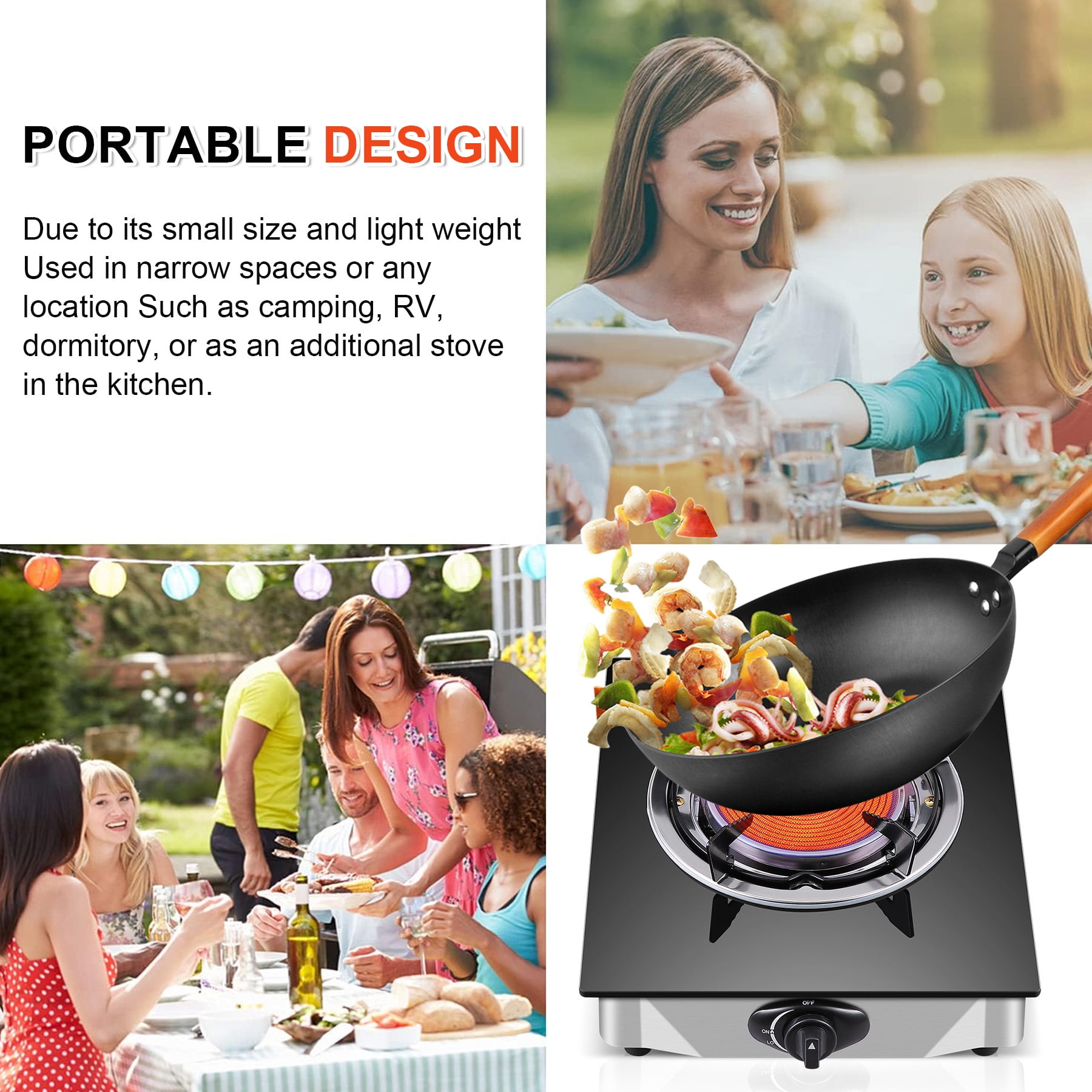 TIMVAGO Ceramic Infrared Single Burner with Tempered Glass Panel - Durable Metal Stove for Kitchen, Camping, Outdoor, RV and More - Compatible with All Cookers