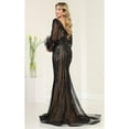 thumbnail image 3 of Women's Royal Queen RQ8125 Sequin V-Neck Long Sleeve evening elegant Gown Dress Silver 16, 3 of 8