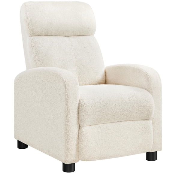 Renwick Boucle Push Back Theater Recliner Chair with Footrest, Ivory