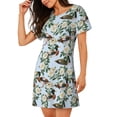 thumbnail image 2 of Sikiie Mallard Ducks And Roses Print Women's Short-sleeved Nightdress, Round Neck Pullover Nightdress Pajamas Summer Home Wear, 2 of 6