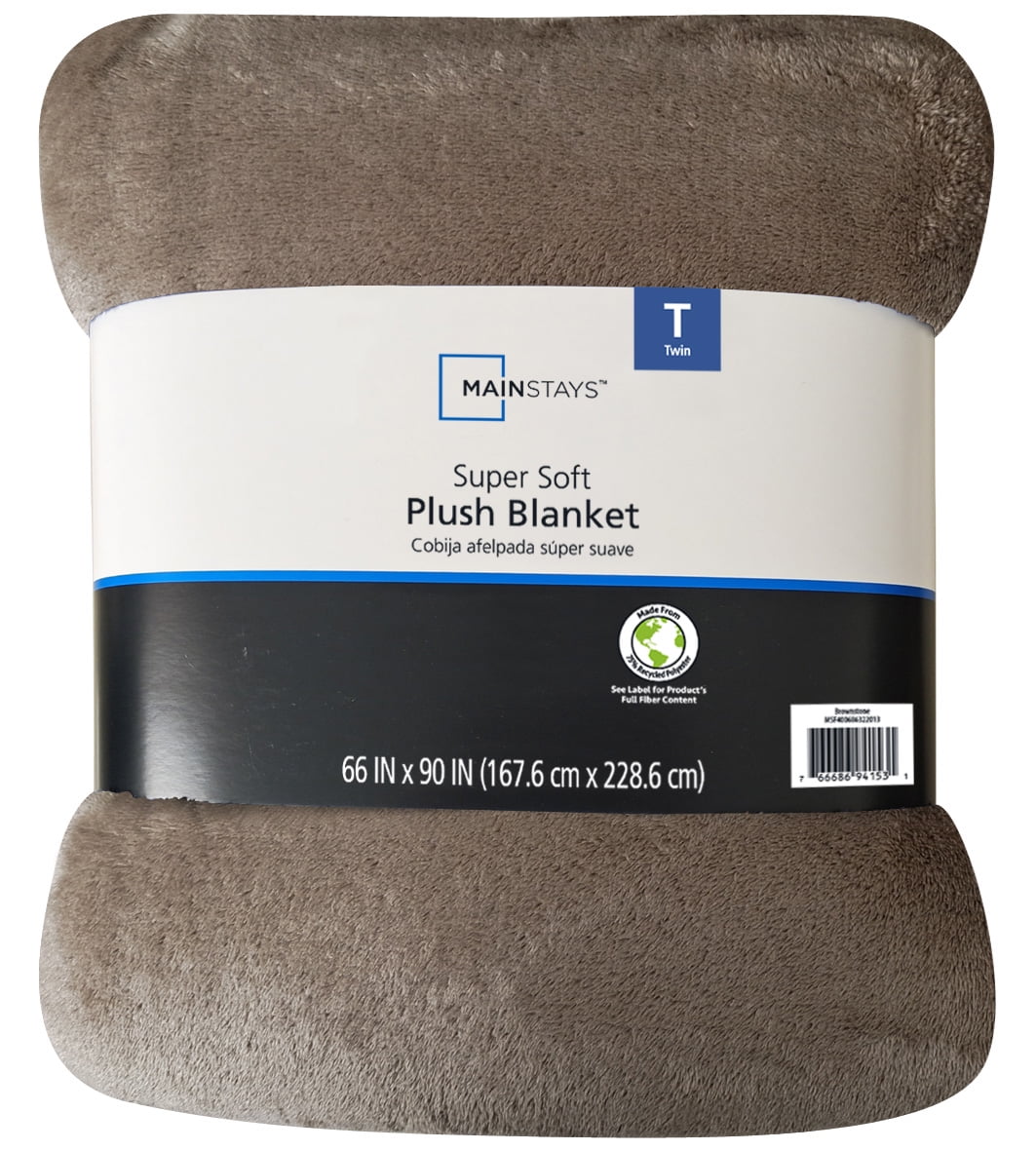 (2 pack) Mainstays Super Soft Plush Blanket, Brown, Twin, Adult/Teen