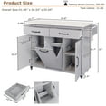 thumbnail image 6 of Aukfa Rolling Kitchen Island Table on Wheels with Drop Leaf & Trash Can, Storage Cabinet, Gray, 6 of 8