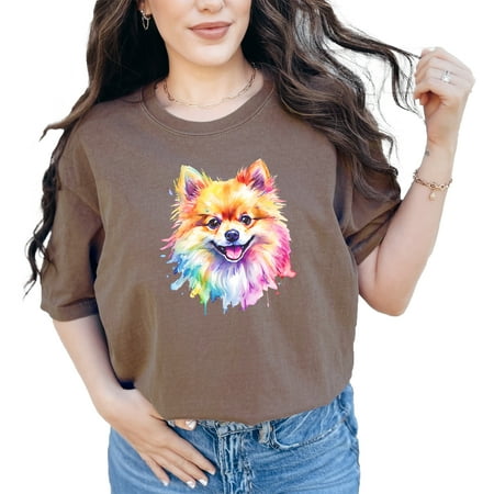 Colorful Watercolor Pomeranian Dog T-Shirt Cute Pet Lover Gift Artistic Pomeranian Dog Tee Vibrant Dog Art T-Shirt Espresso Comfort Colors T-Shirt 3XL