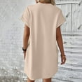 thumbnail image 4 of Razzly Women's Casual Dress Soft T Shirt Loose Dress with Pockets Short Sleeve Summer Tunic for Everyday Wear and Comfort(Beige,2XL), 4 of 7