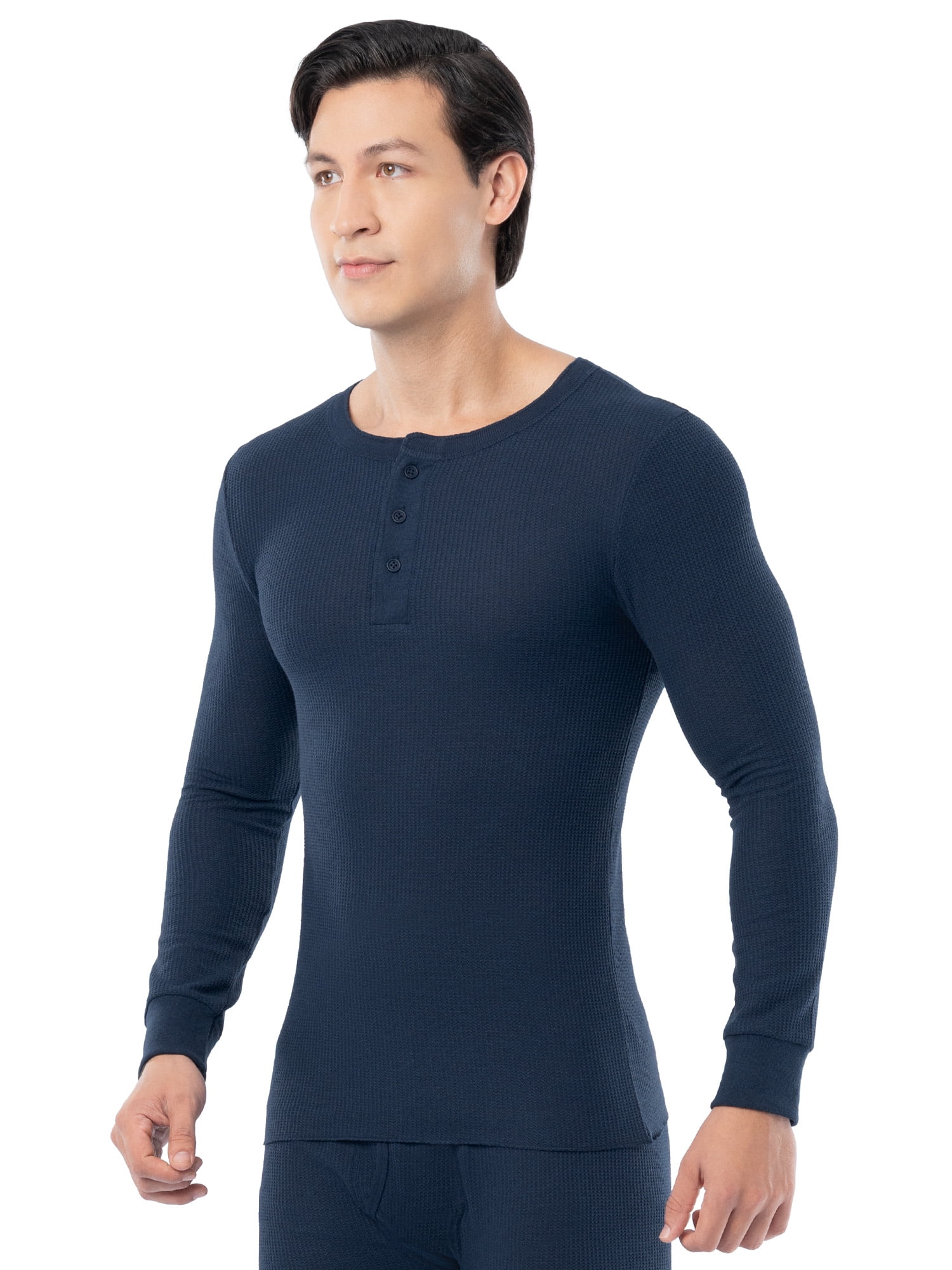 Fruit of the Loom Men's Thermal Waffle Underwear Henley Top, Sizes S-5XL