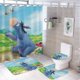 thumbnail image 1 of Juego de baño de cuatro piezas de Eeyore con alfombras antideslizantes, tapa de inodoro suave, elegante cortina de ducha y alfombrilla de baño para decoración del hogar, 1 of 8
