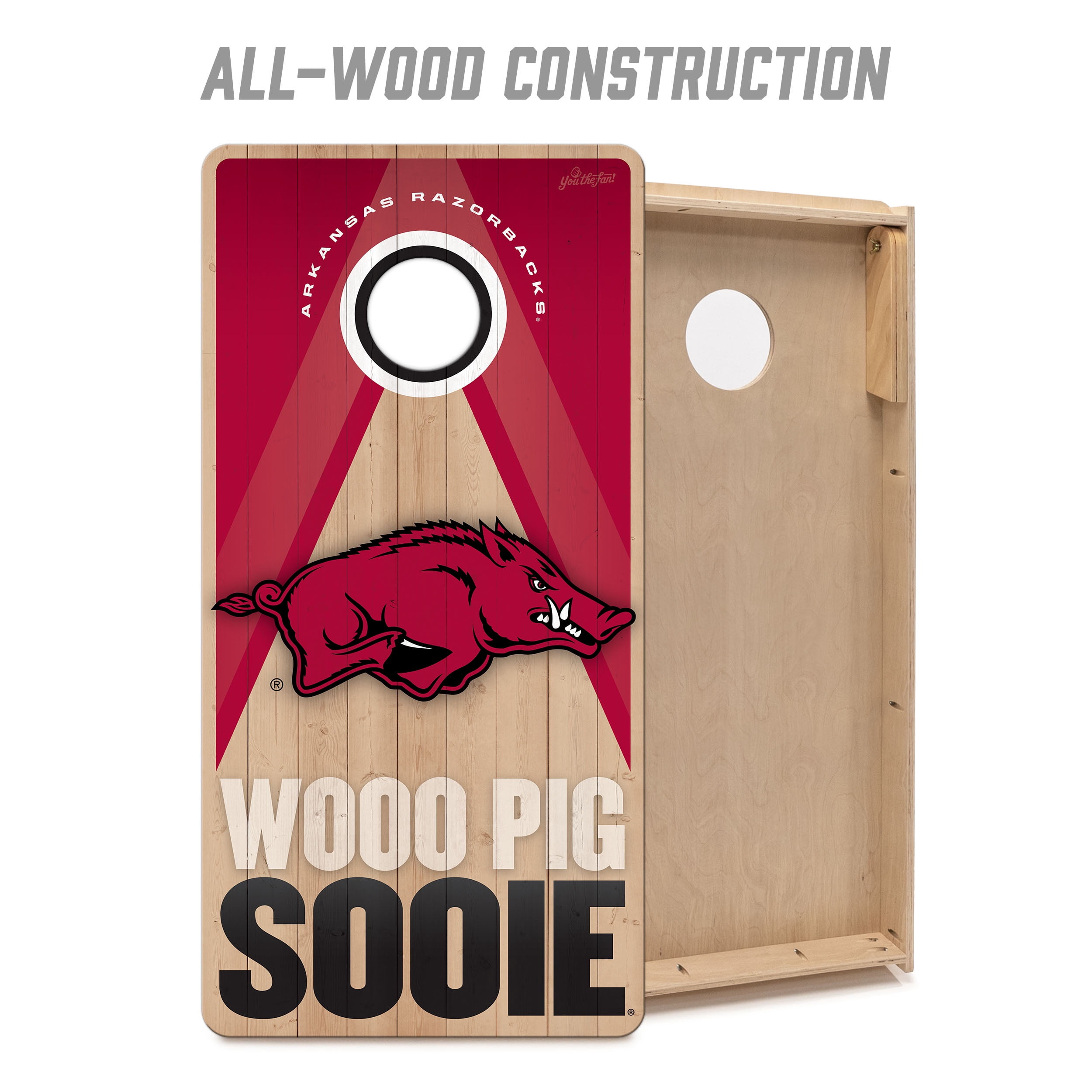 YouTheFan NCAA Arkansas Razorbacks 2X4 Slogan Series Cornhole NO BAGS