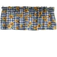thumbnail image 2 of Cotton Window Valance Floral Print 58 Inch Wide Sunflower Tavern Check Blue, 2 of 3