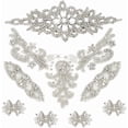 thumbnail image 2 of 1set 8pcs Embroidered Rhinestone Cloth Collar Neckline Trim Clothes Sewing Applique Edge Garment Accessories 30~176x45~245x5~6.5mm, 2 of 9