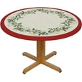 thumbnail image 2 of Red Christmas Round Tablecloth Winter Green Gold Leaf Table Cover with Elastic Edge Washable Fitted Table Cloth for Kitchen Patry Outdoor Decor Fits 36"-44", Small, 2 of 6