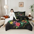 thumbnail image 4 of Castle Fairy Kids Teens Adults Kawaii Black Cat Bedding Comforter Set 2pcs,Chic Floral Flowers Twin Comforter Sets Microfiber,Vintage Aesthetics Breathable Bedding Set,Ultra Soft Home Decor, 4 of 8