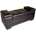 thumbnail image 1 of ORE International Banc de Rangement en Bois et Cuir de 40 Po de Long en Marron, 1 of 2