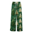 thumbnail image 5 of Women's Elastic Waist Christmas Pj Pants Cozy Wide Leg Lounge Sleepwear with Pockets, 5 of 6