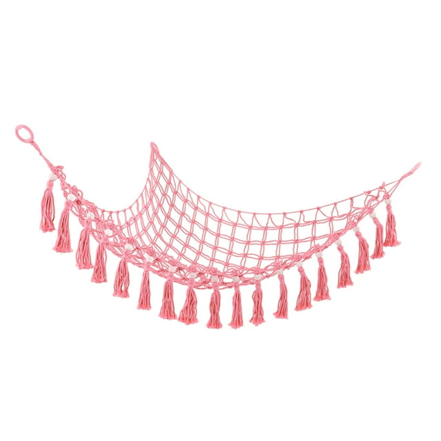 Filet de Rangement pour Toutous, Hamac de Rangement pour Jouets à Pompons, Facile à Installer, Gain de Place, pour Chambre, Rose Foncé