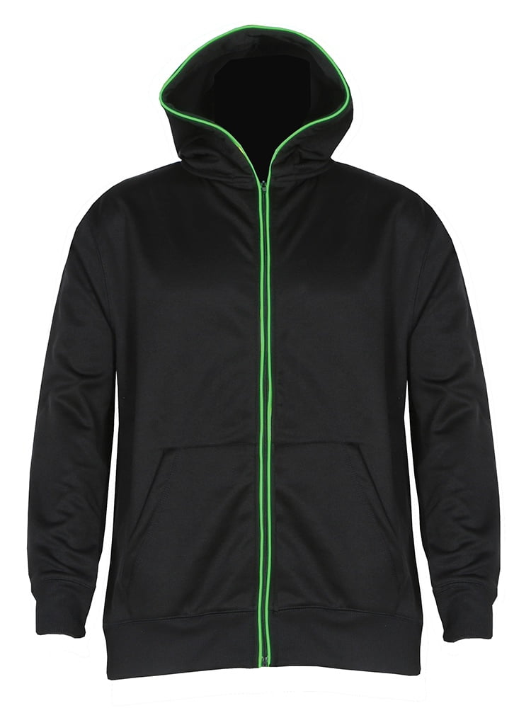black and neon green sweatshirt