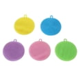 thumbnail image 1 of 10 Pieces Dish Washing Brush Portable Reusable Round Durable Flexible Pot Dual Side Household Kitchen Cleaning Pad Tool Random Color, 1 of 9