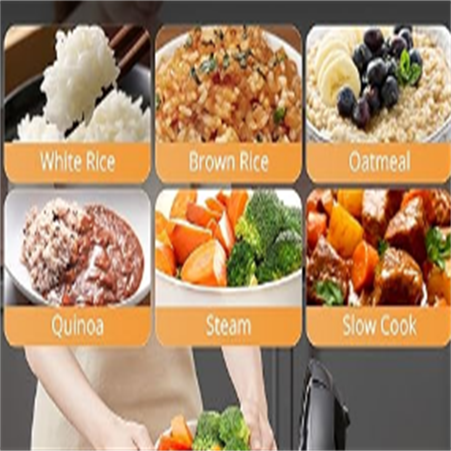 Compact Rice Cooker, 6-in-1 Stainless Steel Multi Cooker, Slow Cooker, Steamer, Saute, and Warmer, 2 QT, 8 Cups Cooked(4 Cups Uncooked), Brown Rice, Quinoa and Oatmeal, 6 One-Touch Programs