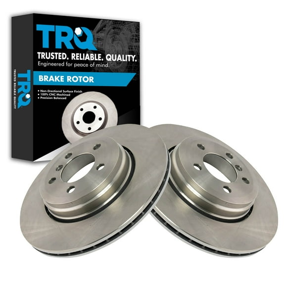 TRQ Rear Brake Rotors Set Vented Fits Select 2008-2010 BMW 535i 2004-2005 545i 2006-2010 550i 645Ci 2007-2010 650i