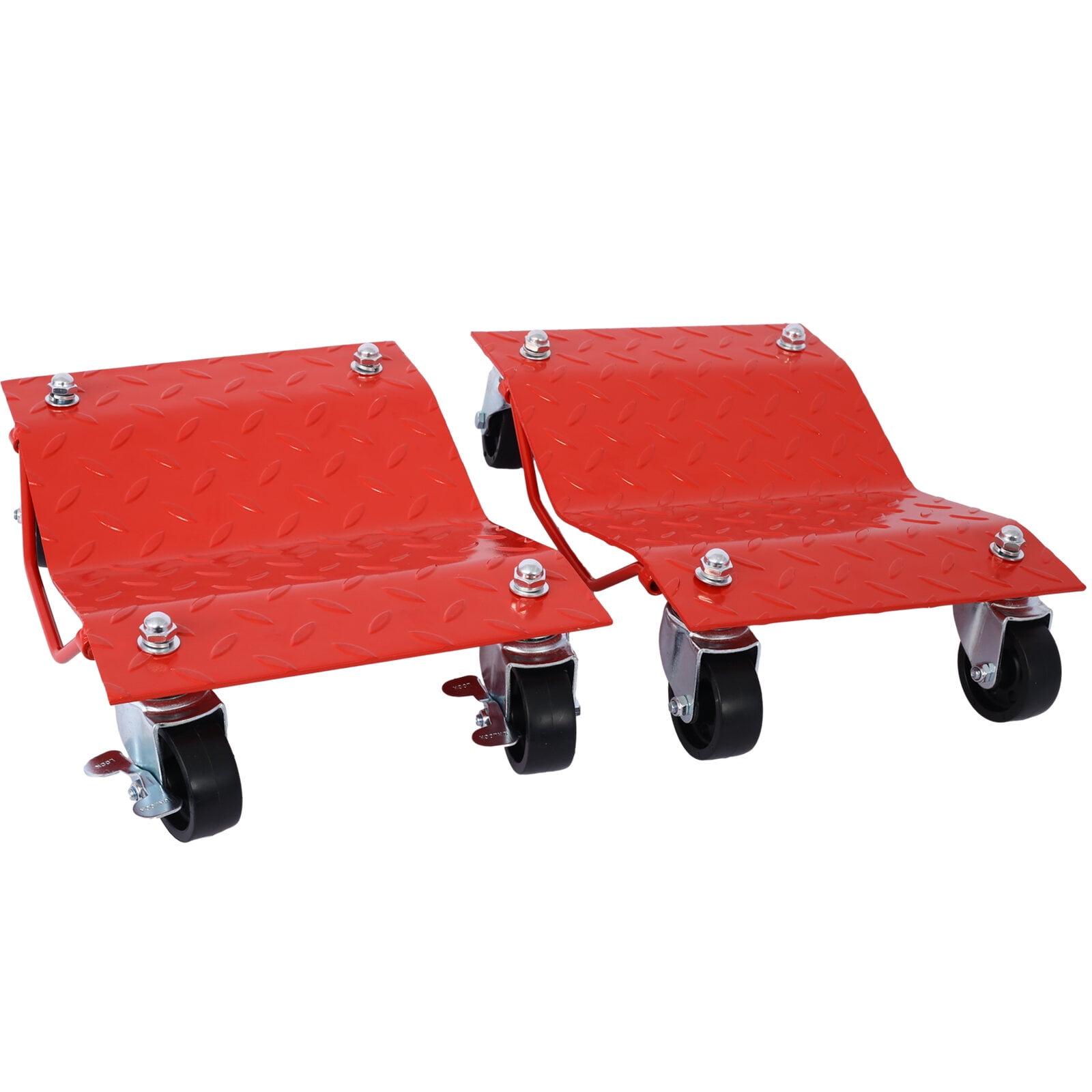 Car Dolly, Heavy Duty Wheel Dolly,4 Tire Wheel Dolly Car Stakes 6000lbs Capacity,RED,