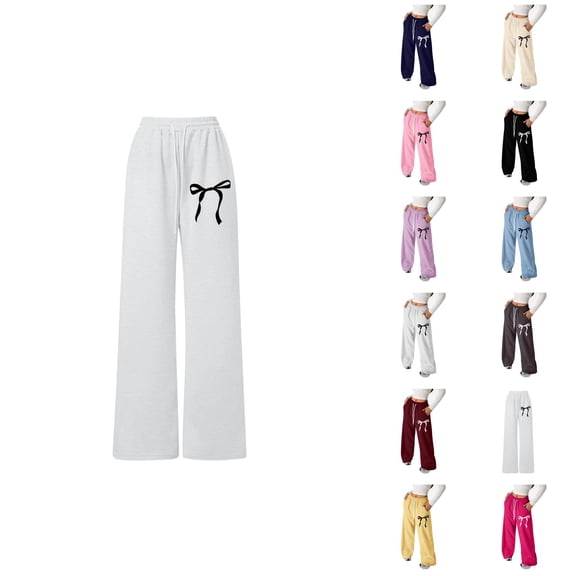 Girls Loose Fit Bow Back Pocket Jogger Pants, Straight Leg Casual Athletic Sweatpants for Toddler, Youth & (4â13 Years), Comfort Play Outfit