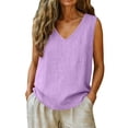 thumbnail image 5 of Womens Tank Tops Cotton Linen Tank Tops Causal V Neck Sleeveless Tshirts Blouse Loose Fit Shirt on Sale, 5 of 5