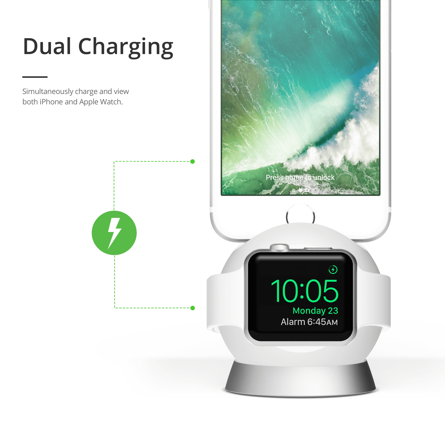 iOttie OmniBolt Apple Watch iPhone Charging Stand Silver